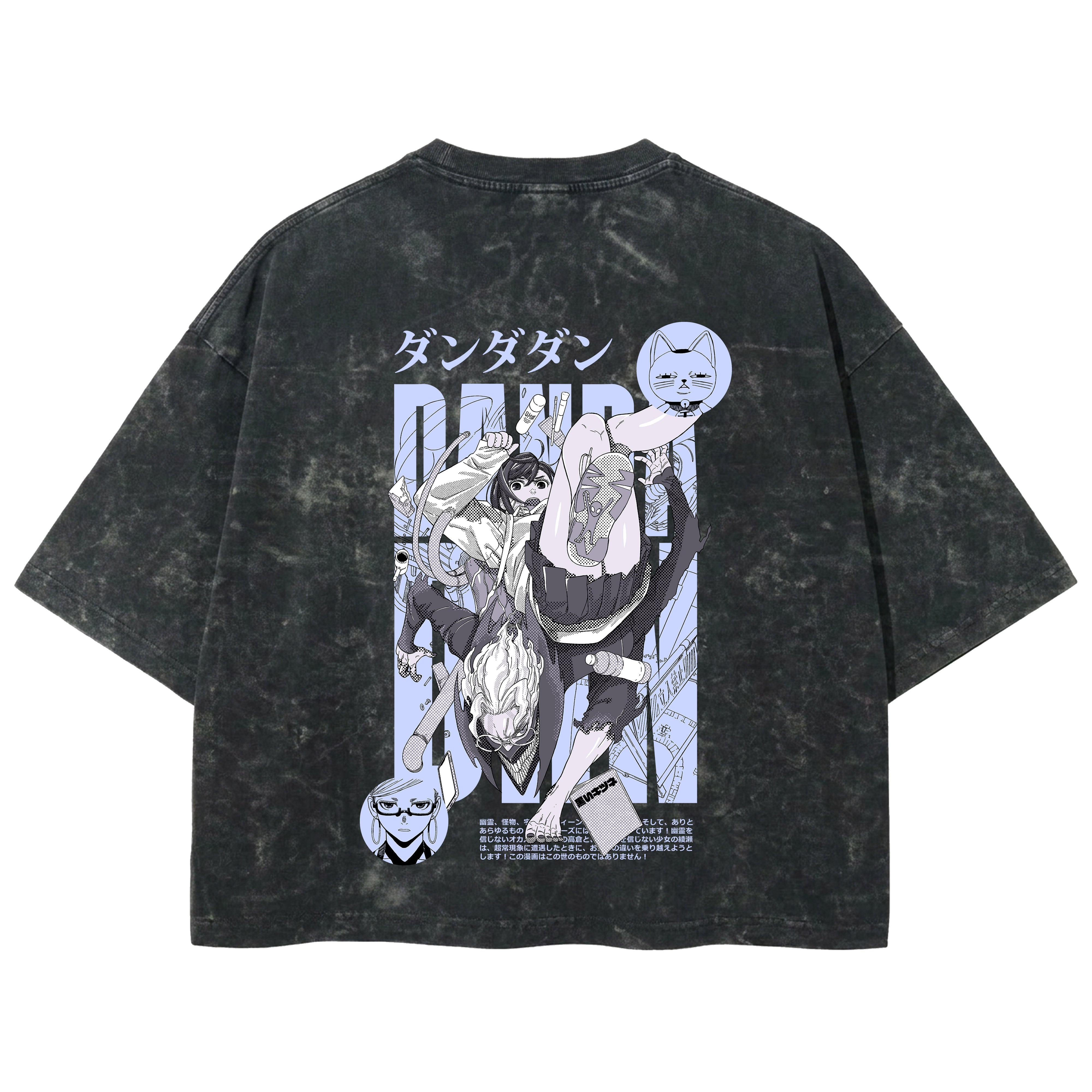 Playera streetwear premium de anime y gaming ExtraLife MX, corte boxy deluxe mineral wash heavyweight en color Acid Wash, moda urbana mexicana de culto.