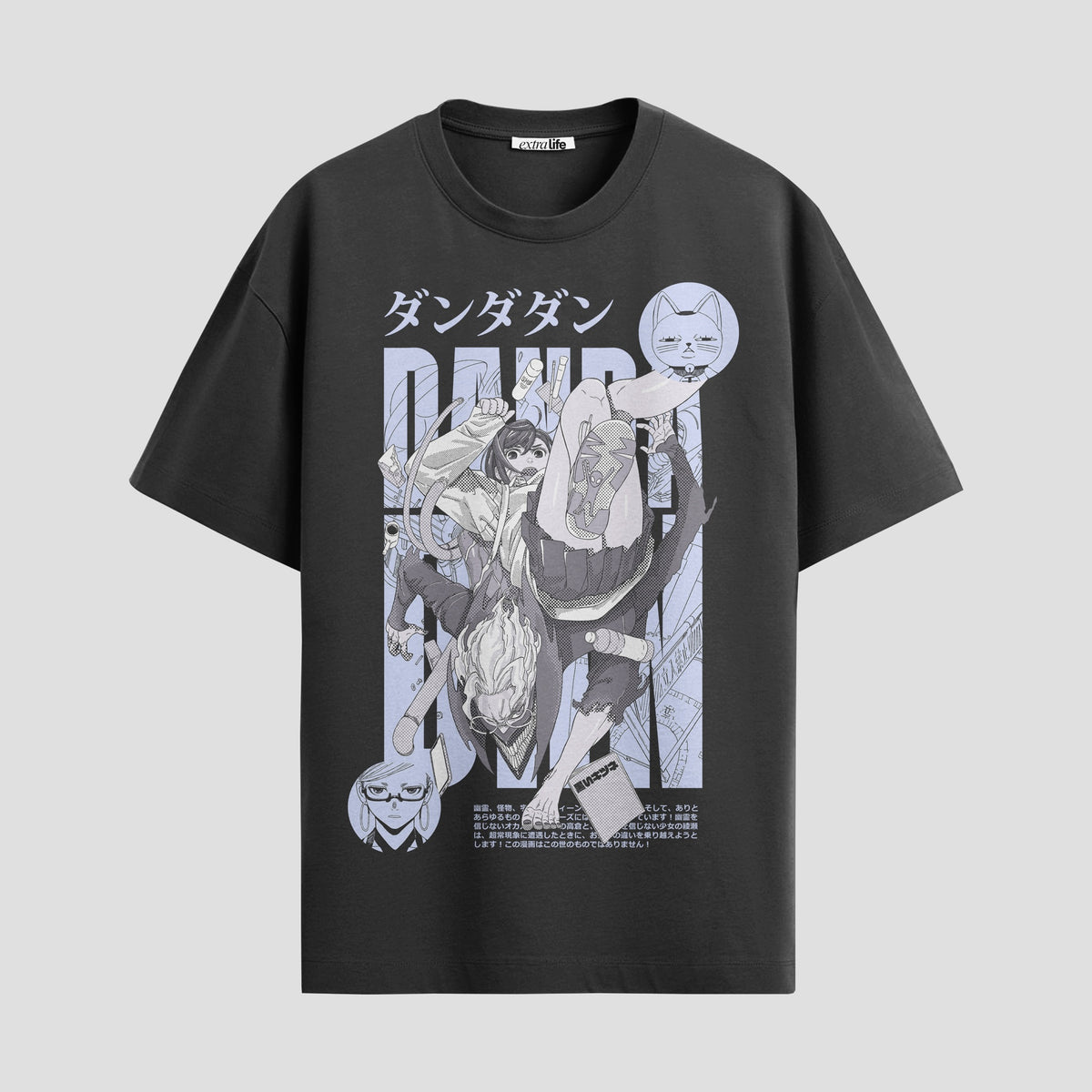 Playera urbana de anime y gaming ExtraLife MX, corte Classic Premium unisex ligero y transpirable en color Deep Black y Pure White, ropa de uso diario para gym y casual.