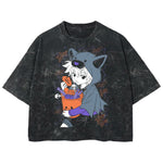 Playera streetwear premium de anime y gaming ExtraLife MX, corte boxy deluxe mineral wash heavyweight en color Acid Wash, moda urbana mexicana de culto.