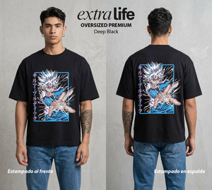 La Prueba del Cazador | Relámpago Asesino #04582 - Playera Oversized Premium | Deep Black - Foto en modelo