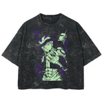 Playera streetwear premium de anime y gaming ExtraLife MX, corte boxy deluxe mineral wash heavyweight en color Acid Wash, moda urbana mexicana de culto.