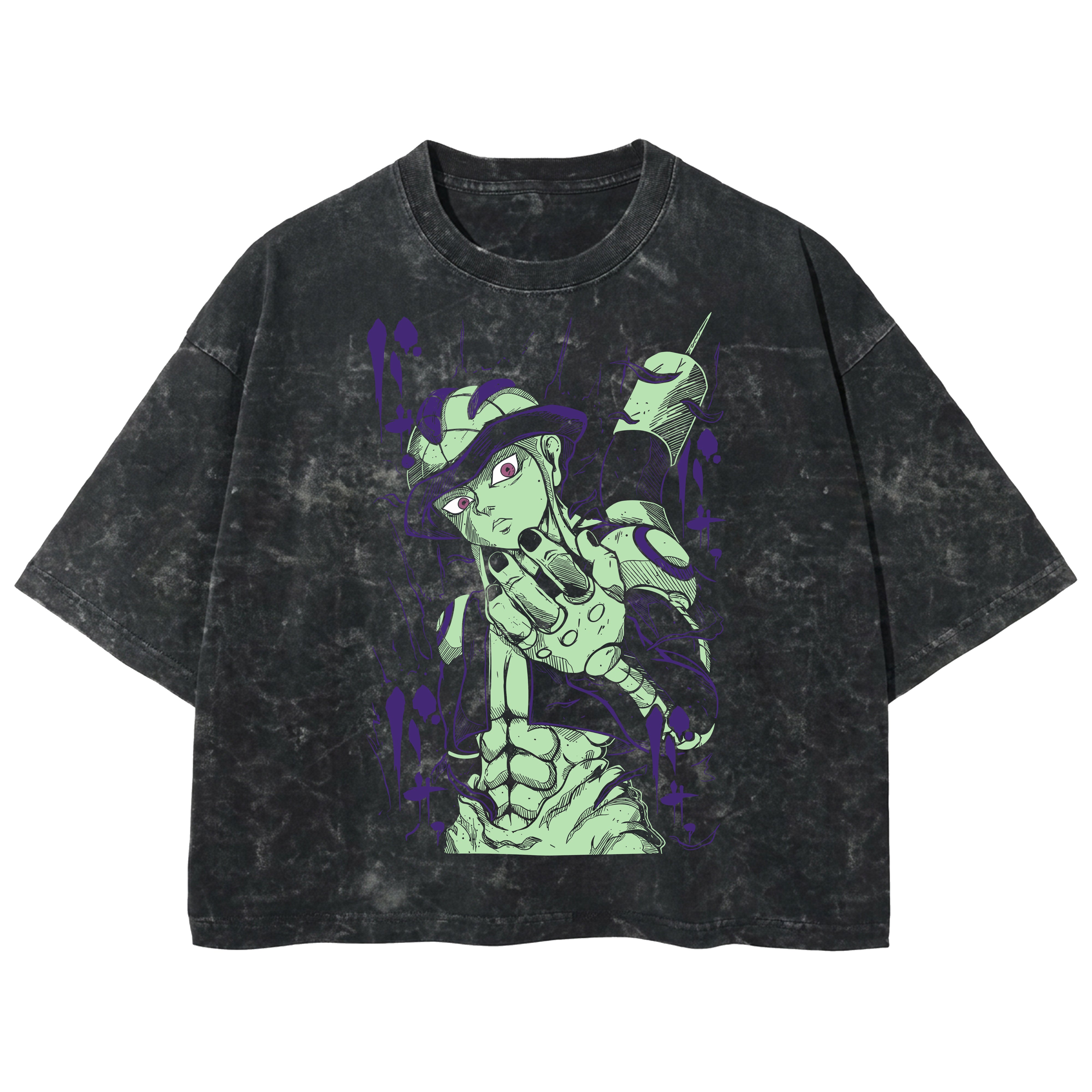 Playera streetwear premium de anime y gaming ExtraLife MX, corte boxy deluxe mineral wash heavyweight en color Acid Wash, moda urbana mexicana de culto.