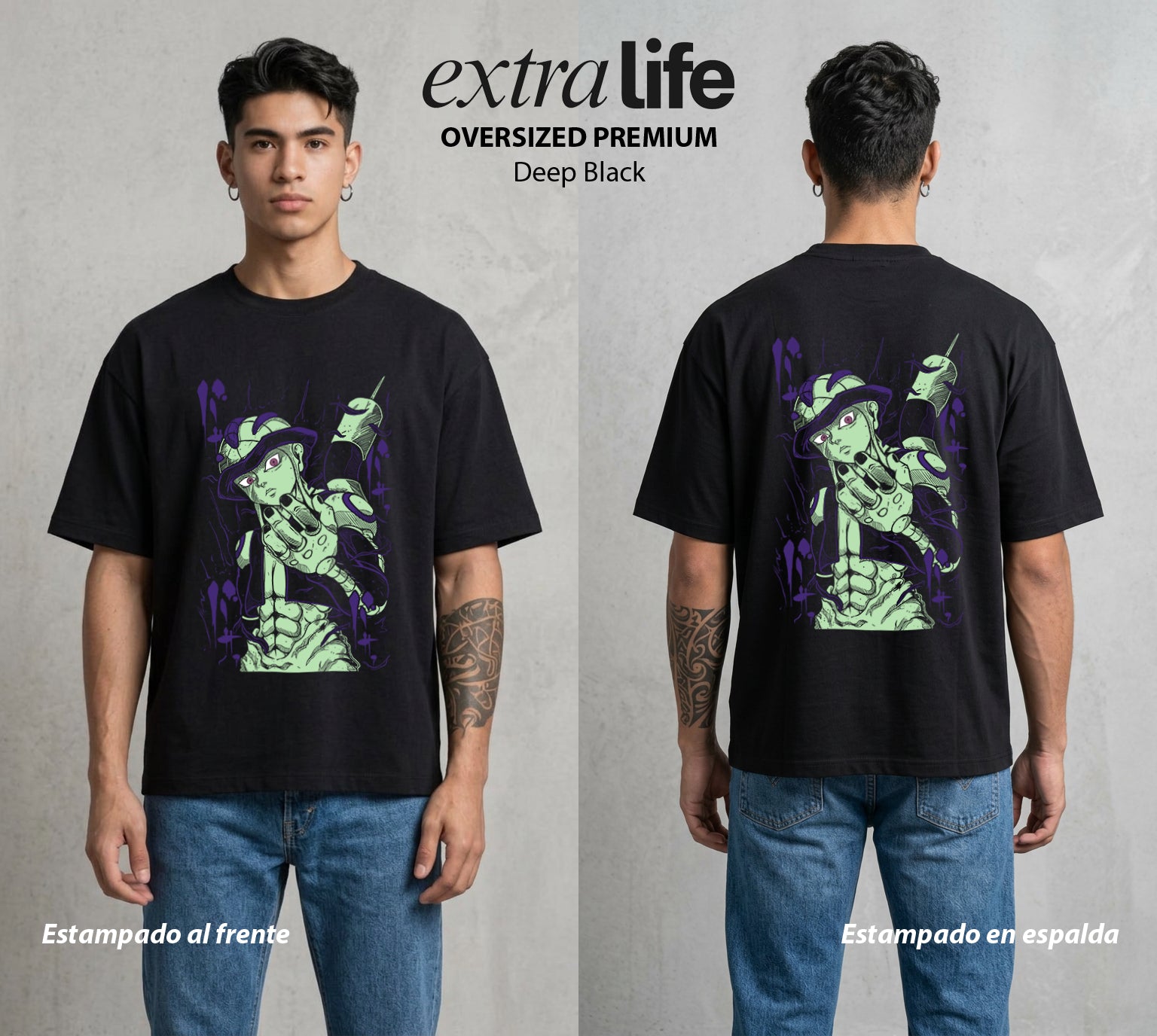 La Prueba del Cazador | Rey de las Hormigas #04583 - Playera Oversized Premium | Deep Black - Foto en modelo