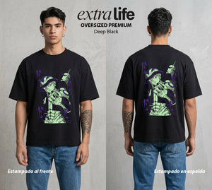 La Prueba del Cazador | Rey de las Hormigas #04583 - Playera Oversized Premium | Deep Black - Foto en modelo