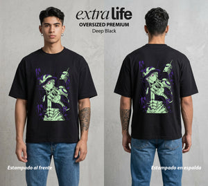 La Prueba del Cazador | Rey de las Hormigas #04583 - Playera Oversized Premium | Deep Black - Foto en modelo