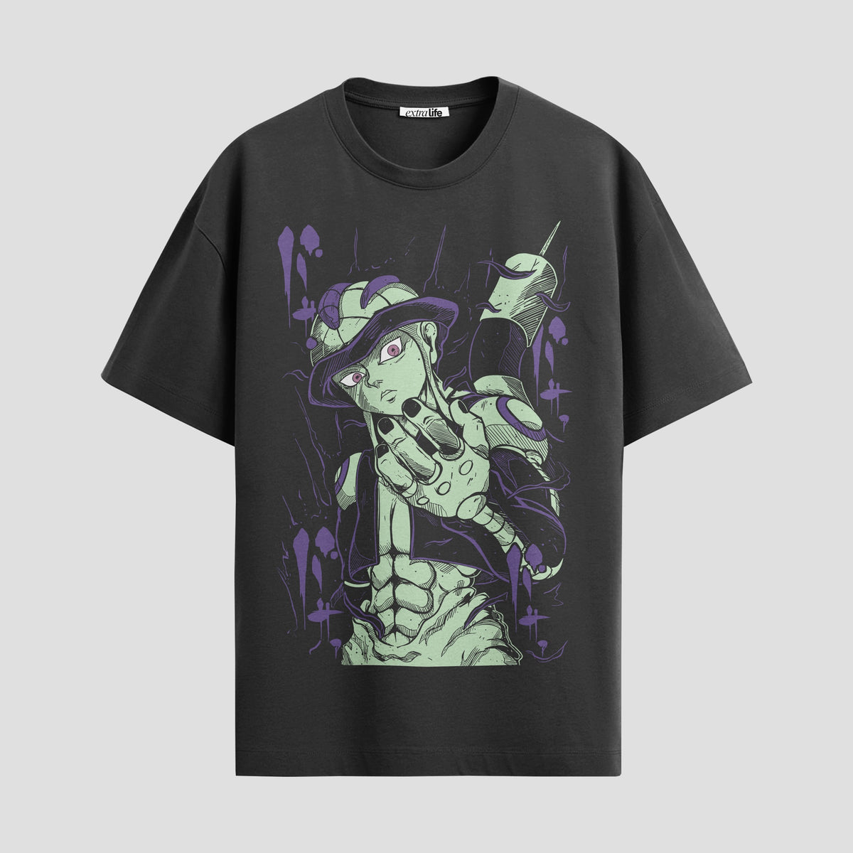 Playera urbana de anime y gaming ExtraLife MX, corte Classic Premium unisex ligero y transpirable en color Deep Black y Pure White, ropa de uso diario para gym y casual.