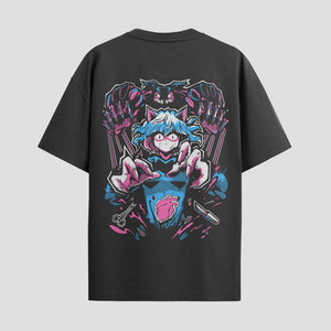 Playera urbana de anime y gaming ExtraLife MX, corte Standard Fit unisex ligero y transpirable en color Deep Black y Pure White, ropa de uso diario para gym y casual.
