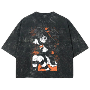 Playera streetwear premium de anime y gaming ExtraLife MX, corte boxy deluxe mineral wash heavyweight en color Acid Wash, moda urbana mexicana de culto.