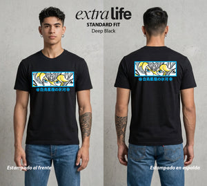 Los Caballeros del Cosmos | Lienzo de Hielo #04586 - Playera Standard Fit | Deep Black - Foto en modelo