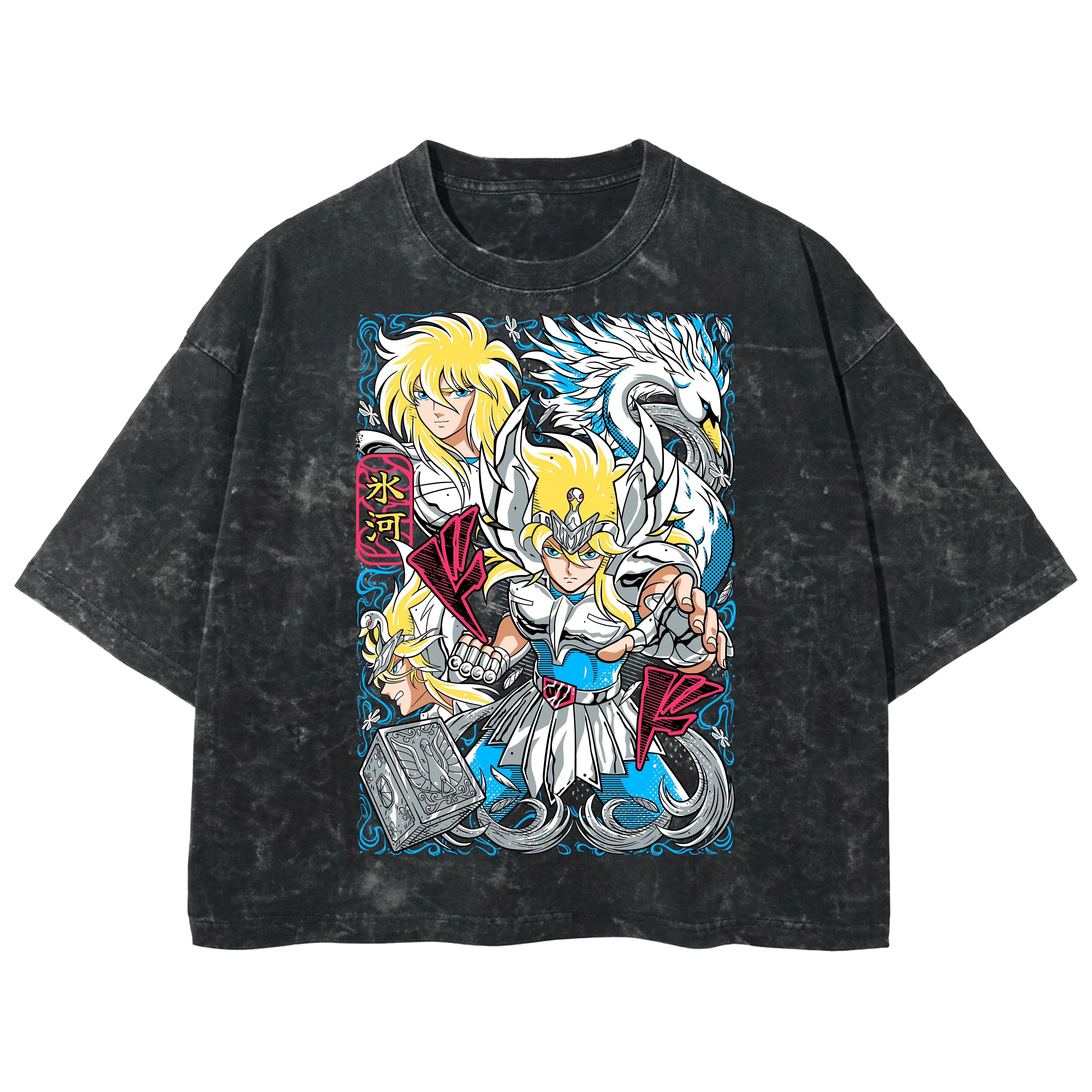 Playera streetwear premium de anime y gaming ExtraLife MX, corte boxy deluxe mineral wash heavyweight en color Acid Wash, moda urbana mexicana de culto.