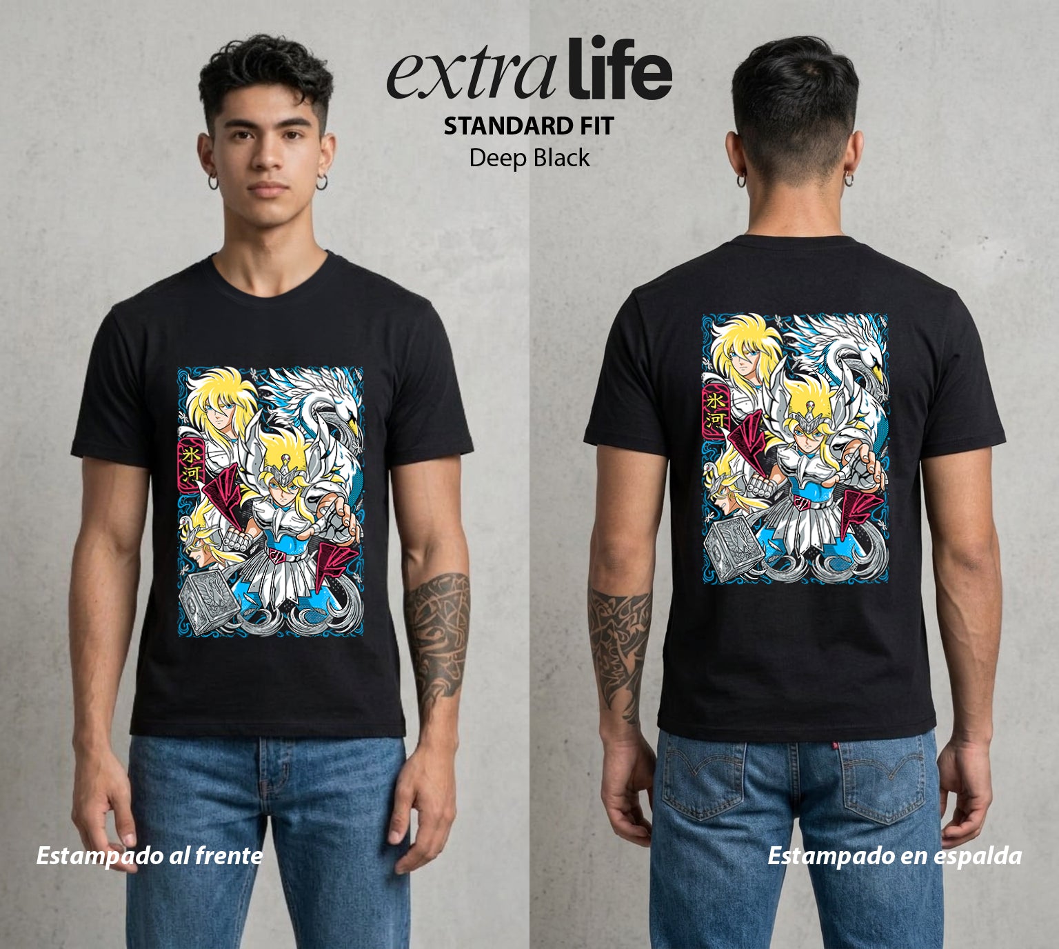 Los Caballeros del Cosmos | Armadura del Cisne #04588 - Playera Standard Fit | Deep Black - Foto en modelo