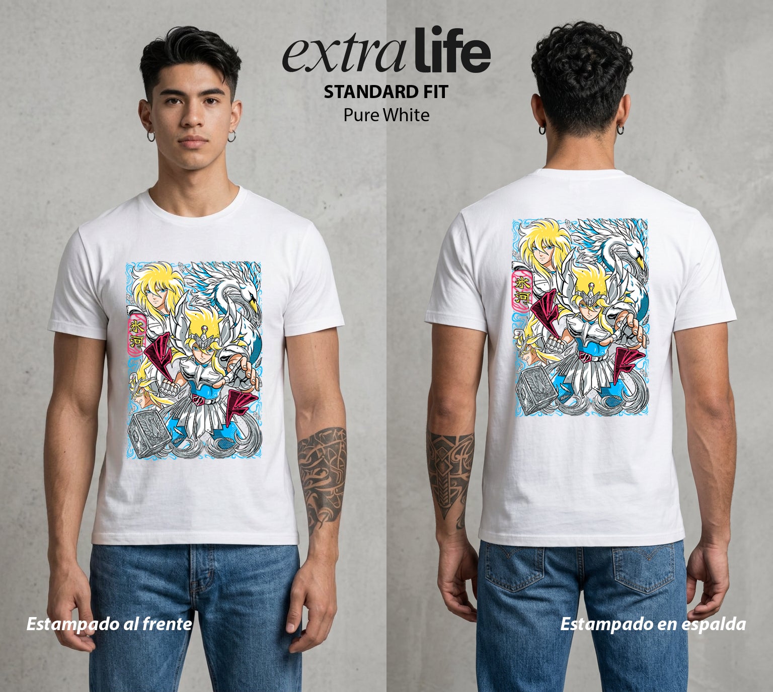 Los Caballeros del Cosmos | Armadura del Cisne #04588 - Playera Standard Fit | Pure White - Foto en modelo