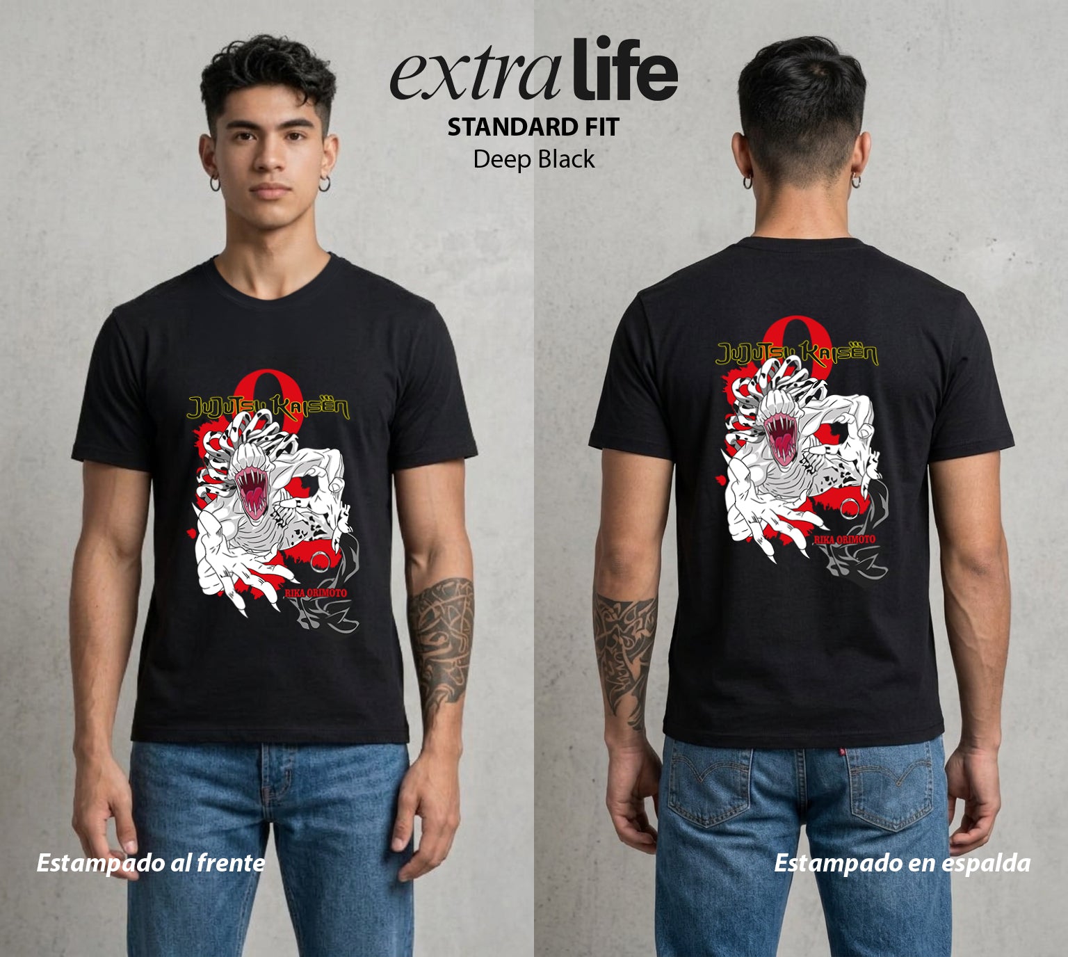 El Arte de las Maldiciones | Amor Maldito #04590 - Playera Standard Fit | Deep Black - Foto en modelo
