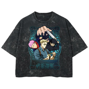 Playera streetwear premium de anime y gaming ExtraLife MX, corte boxy deluxe mineral wash heavyweight en color Acid Wash, moda urbana mexicana de culto.