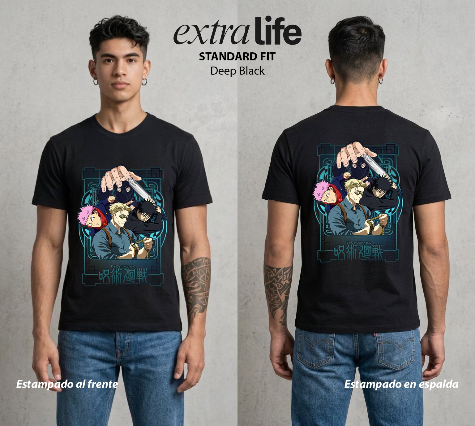 El Arte de las Maldiciones | Noche de Shibuya #04591 - Playera Standard Fit | Deep Black - Foto en modelo