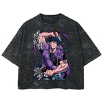 Playera streetwear premium de anime y gaming ExtraLife MX, corte boxy deluxe mineral wash heavyweight en color Acid Wash, moda urbana mexicana de culto.