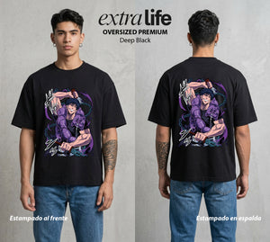 El Arte de las Maldiciones | Fuerza Física Pura #04594 - Playera Oversized Premium | Deep Black - Foto en modelo