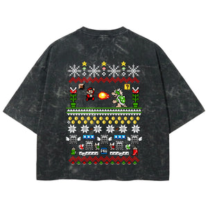 Playera streetwear premium de anime y gaming ExtraLife MX, corte boxy deluxe mineral wash heavyweight en color Acid Wash, moda urbana mexicana de culto.