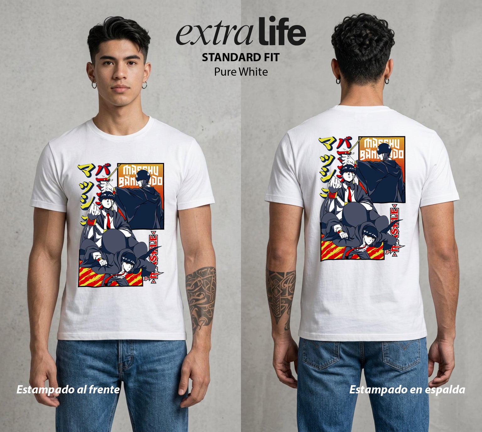 Musculos sobre Magia | El Chico Sin Poder #04597 - Playera Standard Fit | Pure White - Foto en modelo