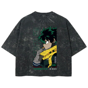 Playera streetwear premium de anime y gaming ExtraLife MX, corte boxy deluxe mineral wash heavyweight en color Acid Wash, moda urbana mexicana de culto.