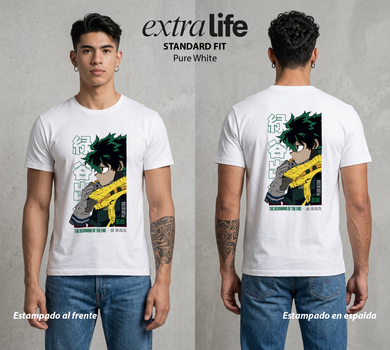 La Academia de Heroes | Heredero del Poder #04604 - Playera Standard Fit | Pure White - Foto en modelo