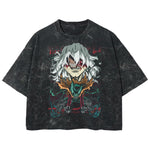 Playera streetwear premium de anime y gaming ExtraLife MX, corte boxy deluxe mineral wash heavyweight en color Acid Wash, moda urbana mexicana de culto.