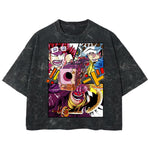 Playera streetwear premium de anime y gaming ExtraLife MX, corte boxy deluxe mineral wash heavyweight en color Acid Wash, moda urbana mexicana de culto.