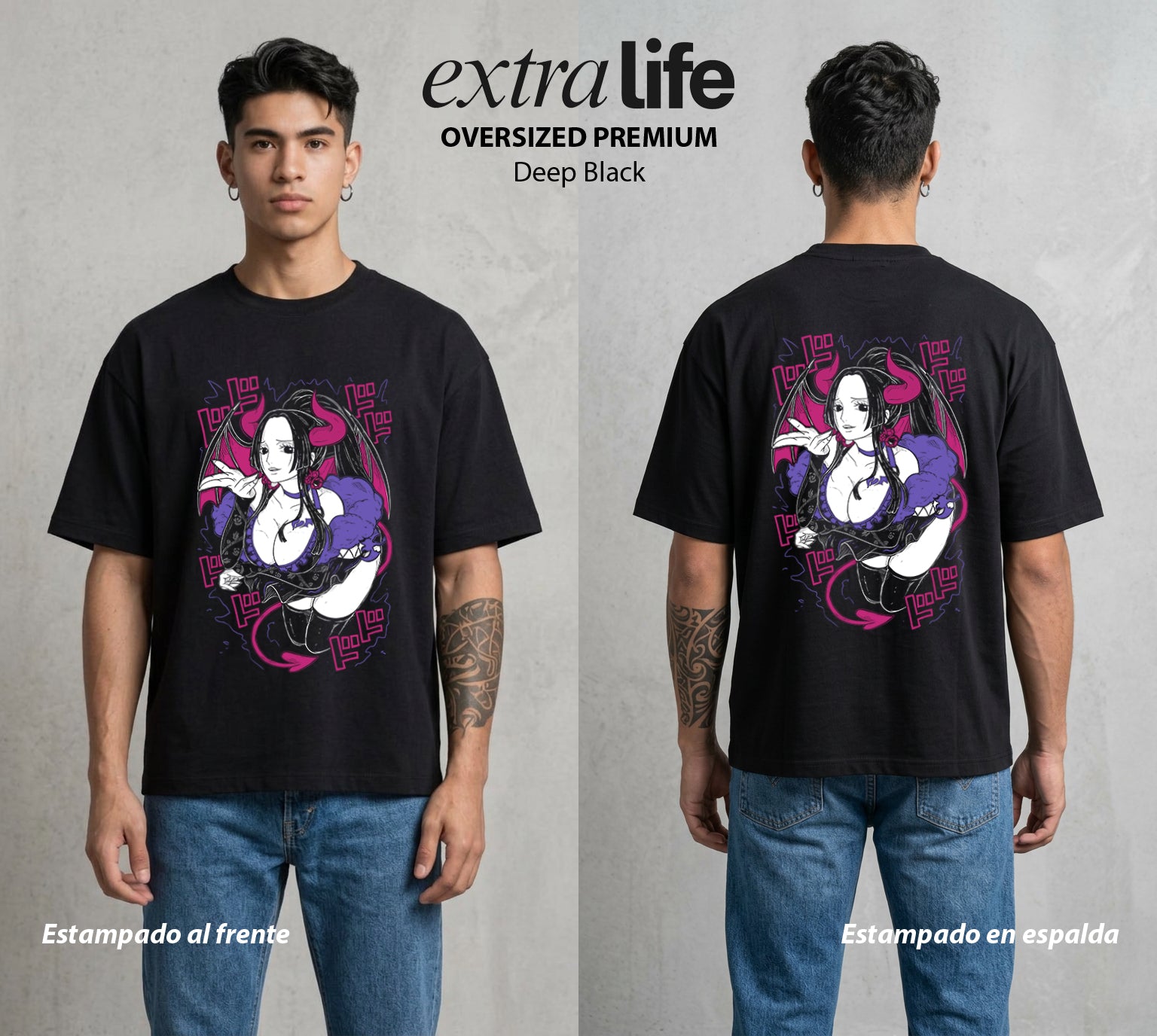 Mar de los Piratas | Serpiente de Halloween #04609 - Playera Oversized Premium | Deep Black - Foto en modelo