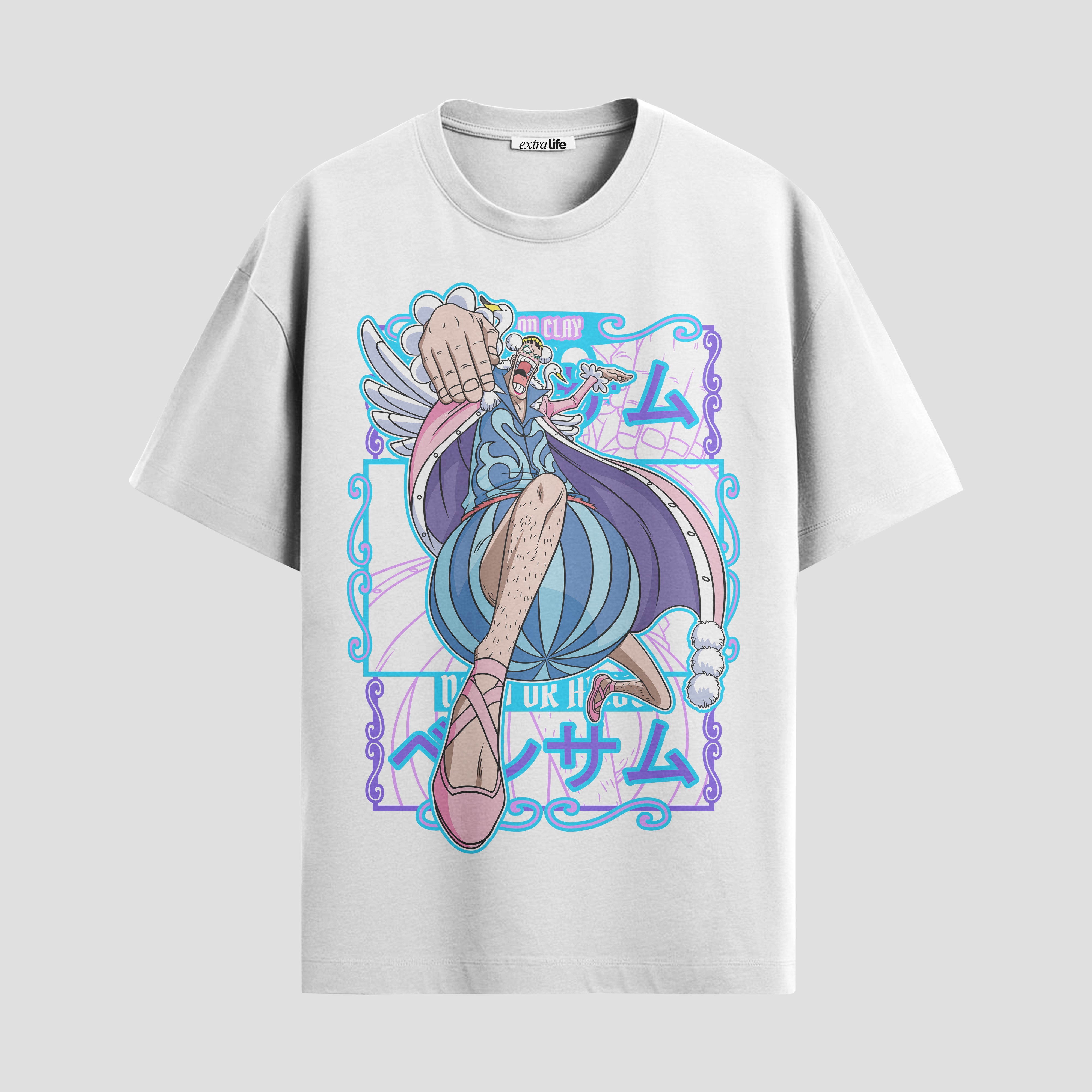 Playera urbana de anime y gaming ExtraLife MX, corte Standard Fit unisex ligero y transpirable en color Deep Black y Pure White, ropa de uso diario para gym y casual.