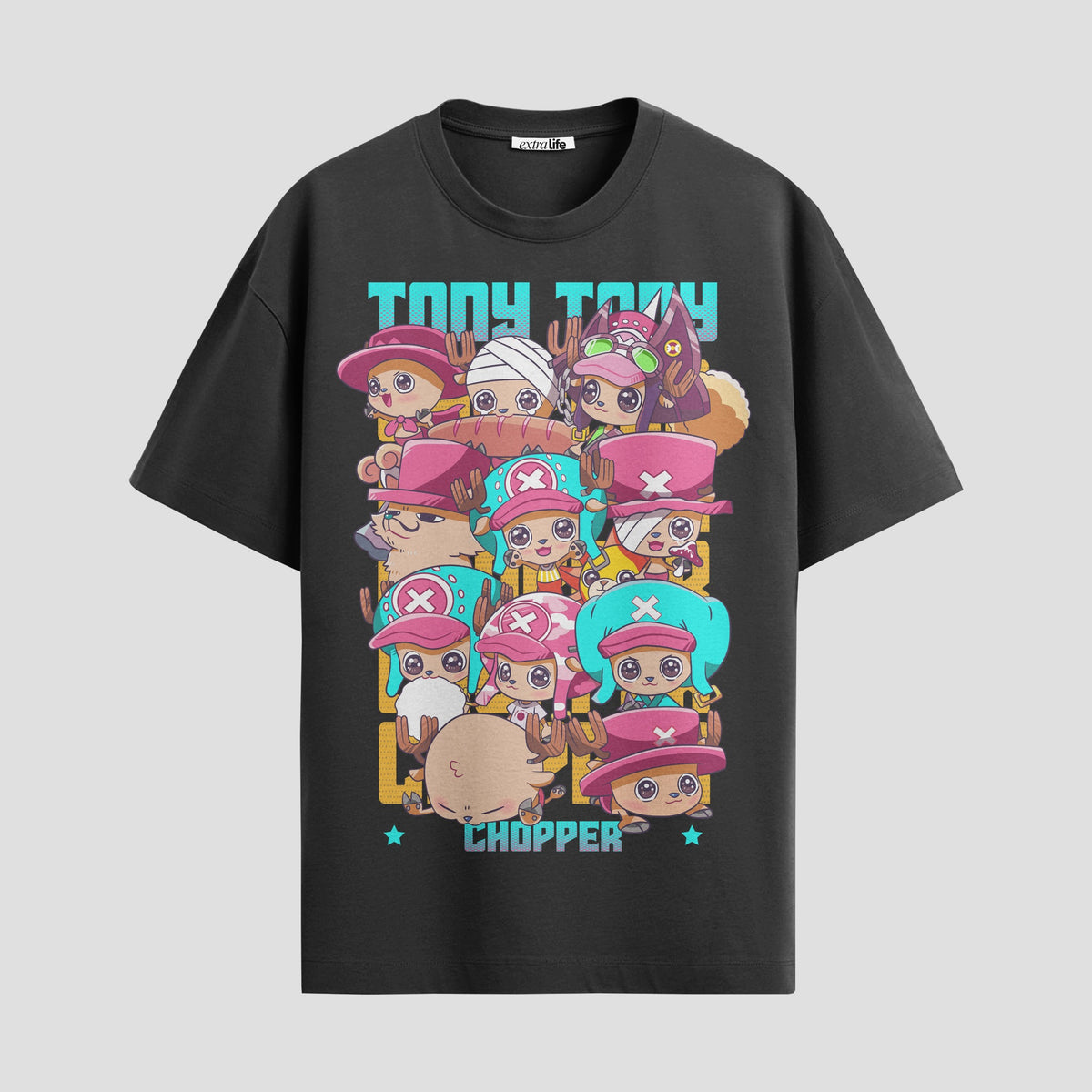 Playera urbana de anime y gaming ExtraLife MX, corte Classic Premium unisex ligero y transpirable en color Deep Black y Pure White, ropa de uso diario para gym y casual.