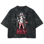 Playera streetwear premium de anime y gaming ExtraLife MX, corte boxy deluxe mineral wash heavyweight en color Acid Wash, moda urbana mexicana de culto.