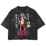 Playera streetwear premium de anime y gaming ExtraLife MX, corte boxy deluxe mineral wash heavyweight en color Acid Wash, moda urbana mexicana de culto.