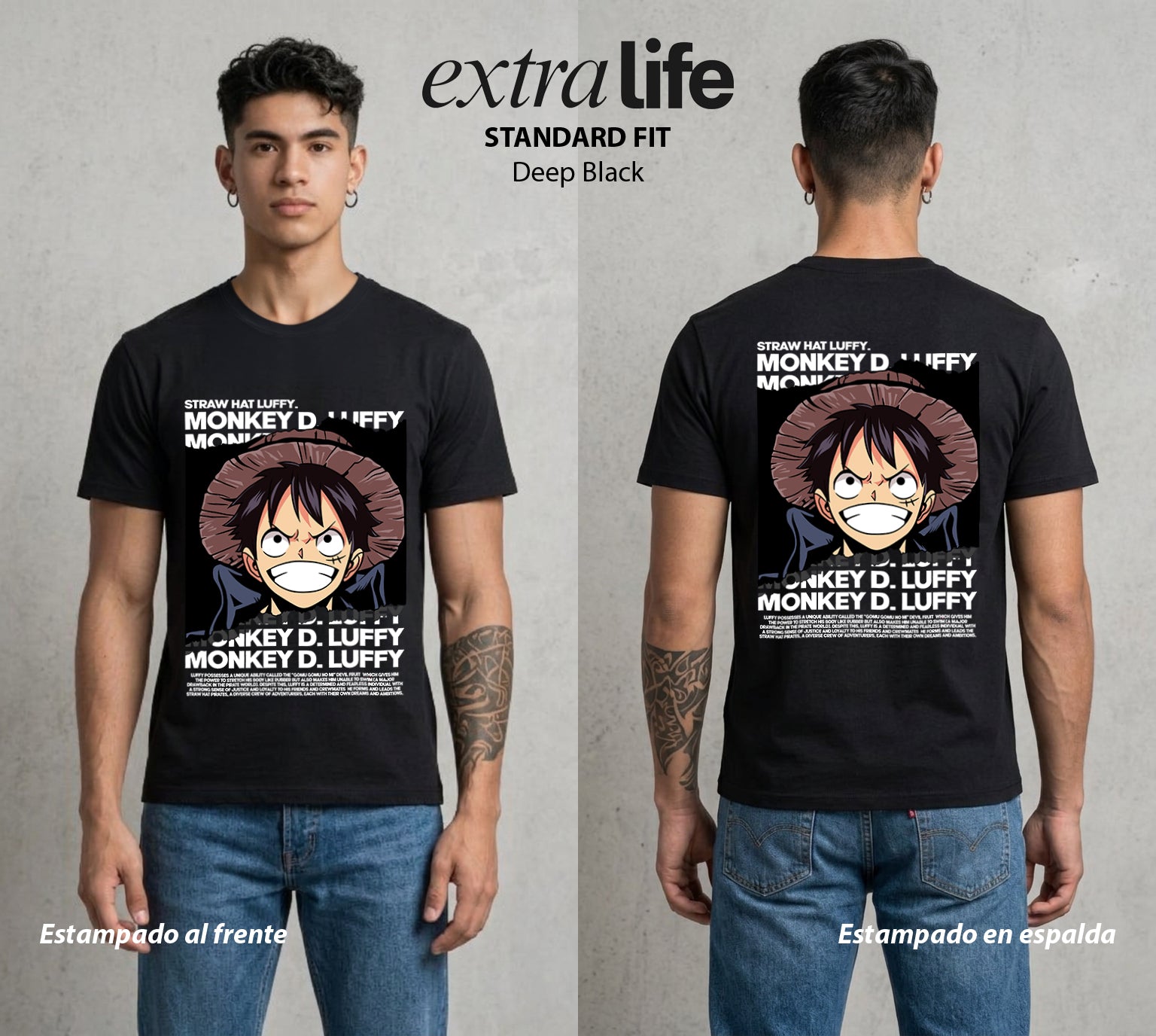 Mar de los Piratas | Puño de Goma #04619 - Playera Standard Fit | Deep Black - Foto en modelo