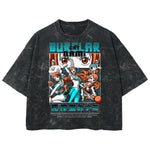 Playera streetwear premium de anime y gaming ExtraLife MX, corte boxy deluxe mineral wash heavyweight en color Acid Wash, moda urbana mexicana de culto.
