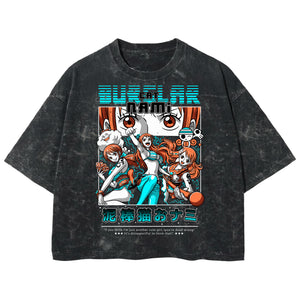 Playera streetwear premium de anime y gaming ExtraLife MX, corte boxy deluxe mineral wash heavyweight en color Acid Wash, moda urbana mexicana de culto.