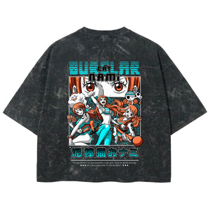 Playera streetwear premium de anime y gaming ExtraLife MX, corte boxy deluxe mineral wash heavyweight en color Acid Wash, moda urbana mexicana de culto.