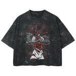 Playera streetwear premium de anime y gaming ExtraLife MX, corte boxy deluxe mineral wash heavyweight en color Acid Wash, moda urbana mexicana de culto.