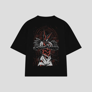 Playera streetwear premium de anime y gaming ExtraLife MX, corte oversized drop shoulder ligero y fresco en color Deep Black y Off-White, moda urbana mexicana de culto.