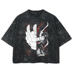 Playera streetwear premium de anime y gaming ExtraLife MX, corte boxy deluxe mineral wash heavyweight en color Acid Wash, moda urbana mexicana de culto.