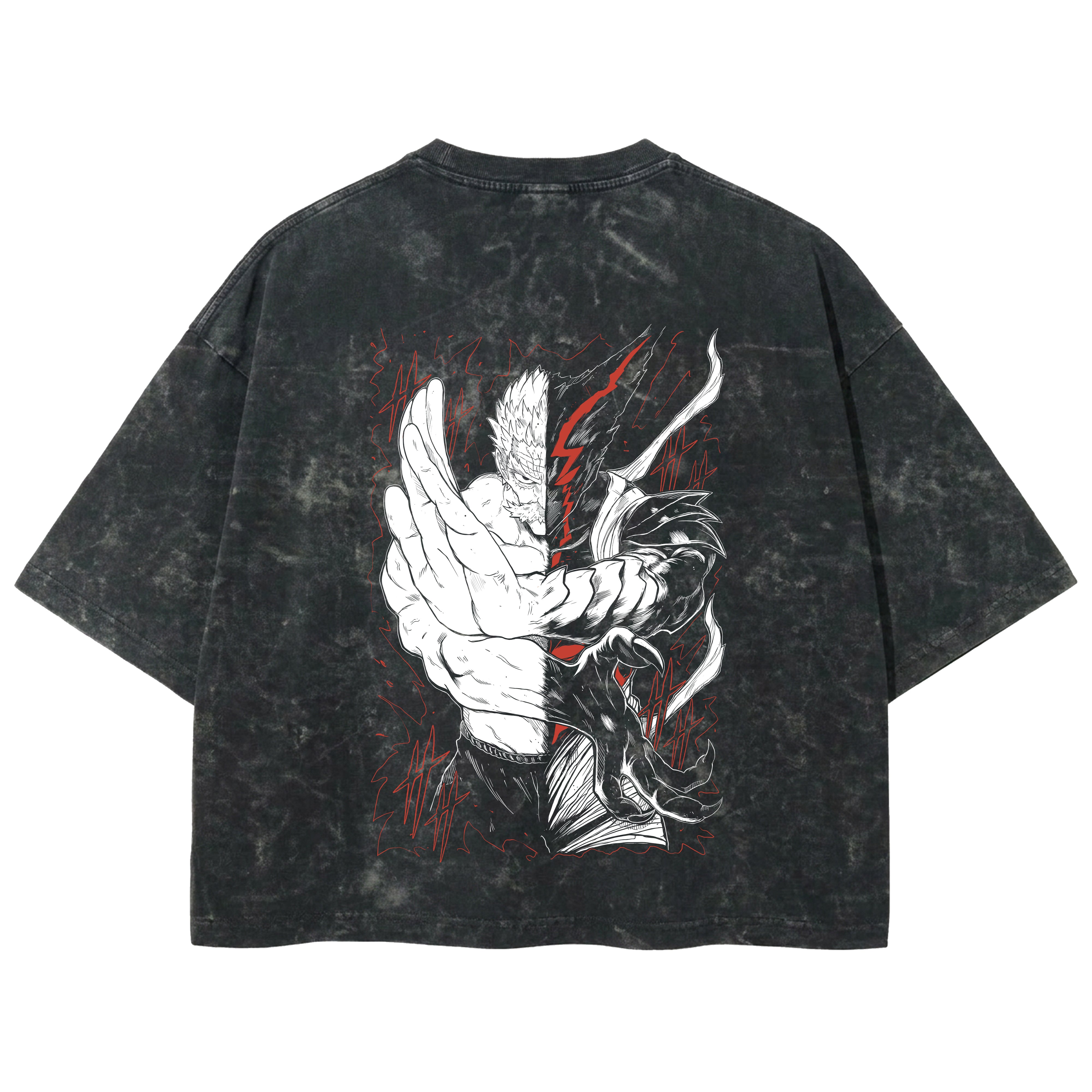 Playera streetwear premium de anime y gaming ExtraLife MX, corte boxy deluxe mineral wash heavyweight en color Acid Wash, moda urbana mexicana de culto.