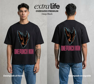 El Heroe por Hobby | Caos Encarnado #04628 - Playera Oversized Premium | Deep Black - Foto en modelo