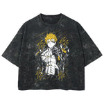 Playera streetwear premium de anime y gaming ExtraLife MX, corte boxy deluxe mineral wash heavyweight en color Acid Wash, moda urbana mexicana de culto.