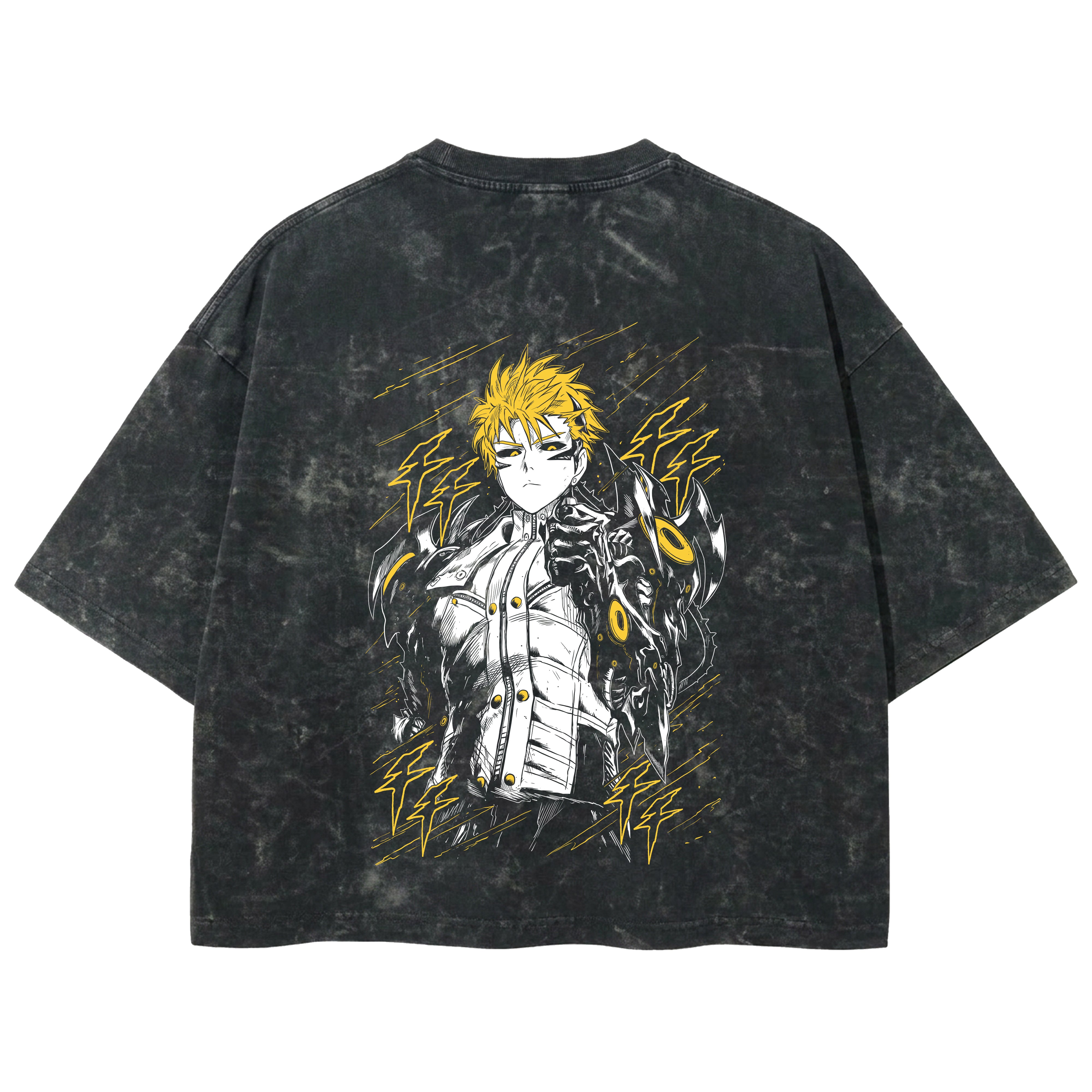 Playera streetwear premium de anime y gaming ExtraLife MX, corte boxy deluxe mineral wash heavyweight en color Acid Wash, moda urbana mexicana de culto.
