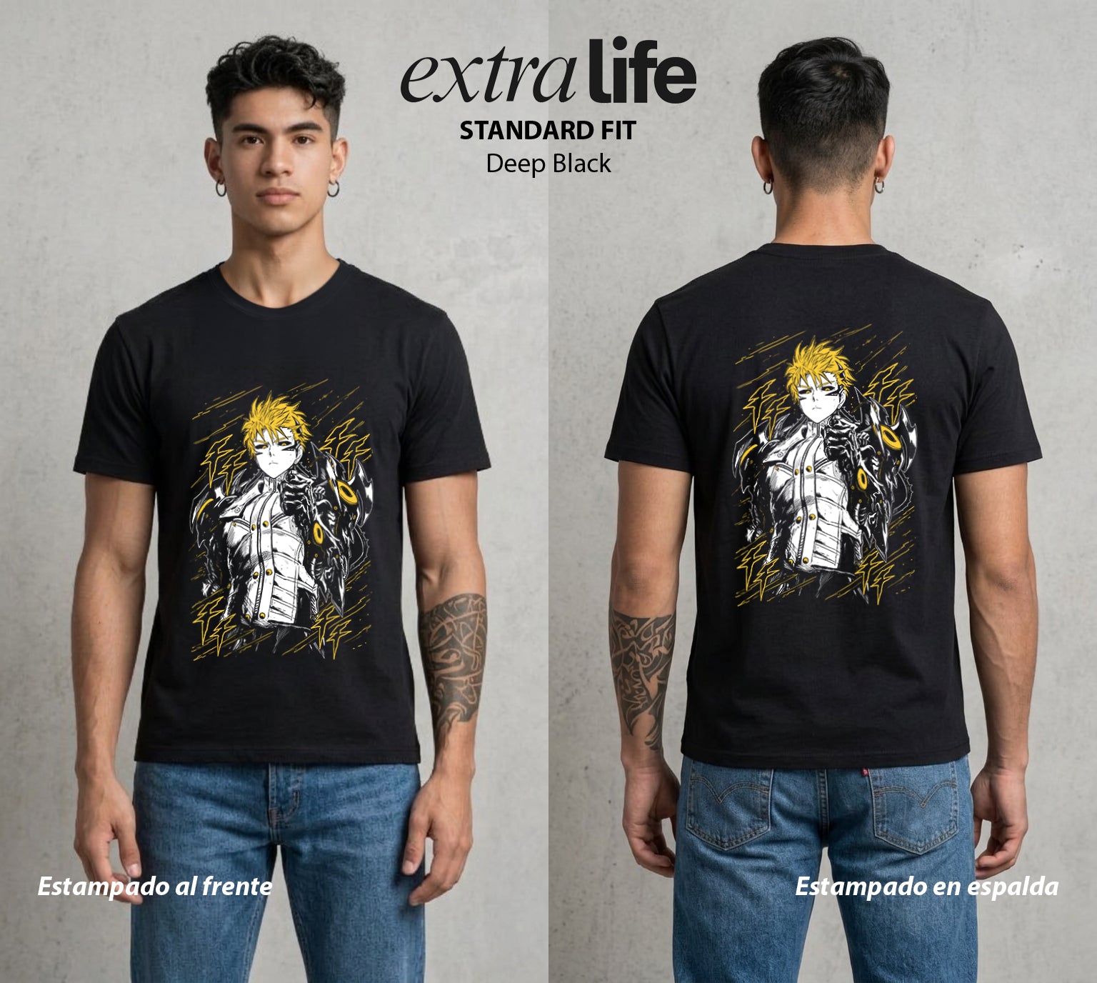El Heroe por Hobby | Cyborg de Fuego #04630 - Playera Standard Fit | Deep Black - Foto en modelo