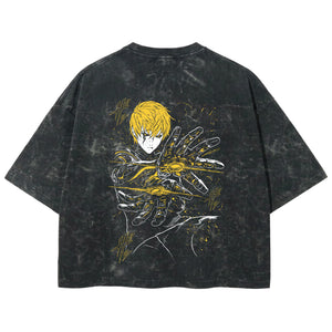 Playera streetwear premium de anime y gaming ExtraLife MX, corte boxy deluxe mineral wash heavyweight en color Acid Wash, moda urbana mexicana de culto.