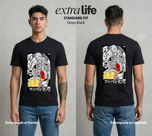 El Heroe por Hobby | Un Solo Golpe #04632 - Playera Standard Fit | Deep Black - Foto en modelo