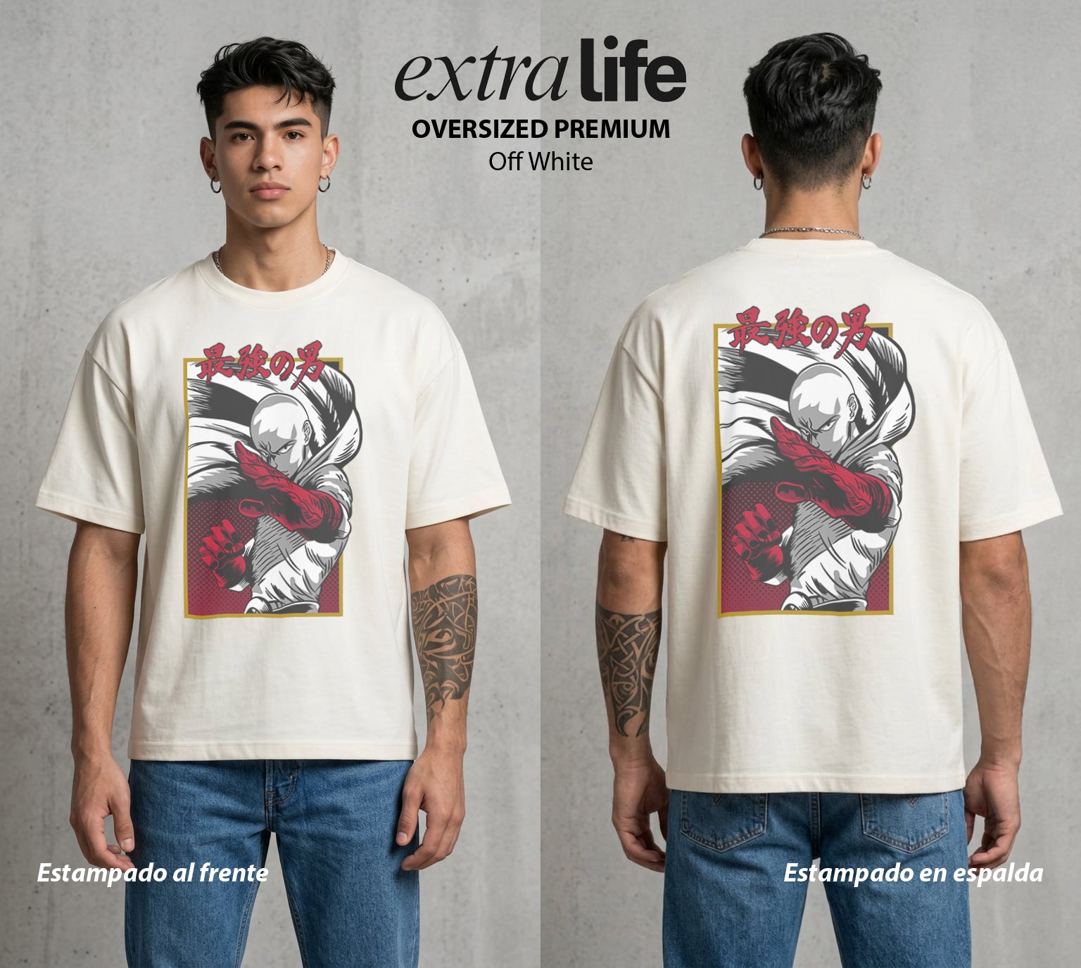 El Heroe por Hobby | Héroe por Hobby #04634 - Playera Oversized Premium | Off White - Foto en modelo