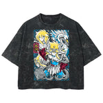 Playera streetwear premium de anime y gaming ExtraLife MX, corte boxy deluxe mineral wash heavyweight en color Acid Wash, moda urbana mexicana de culto.