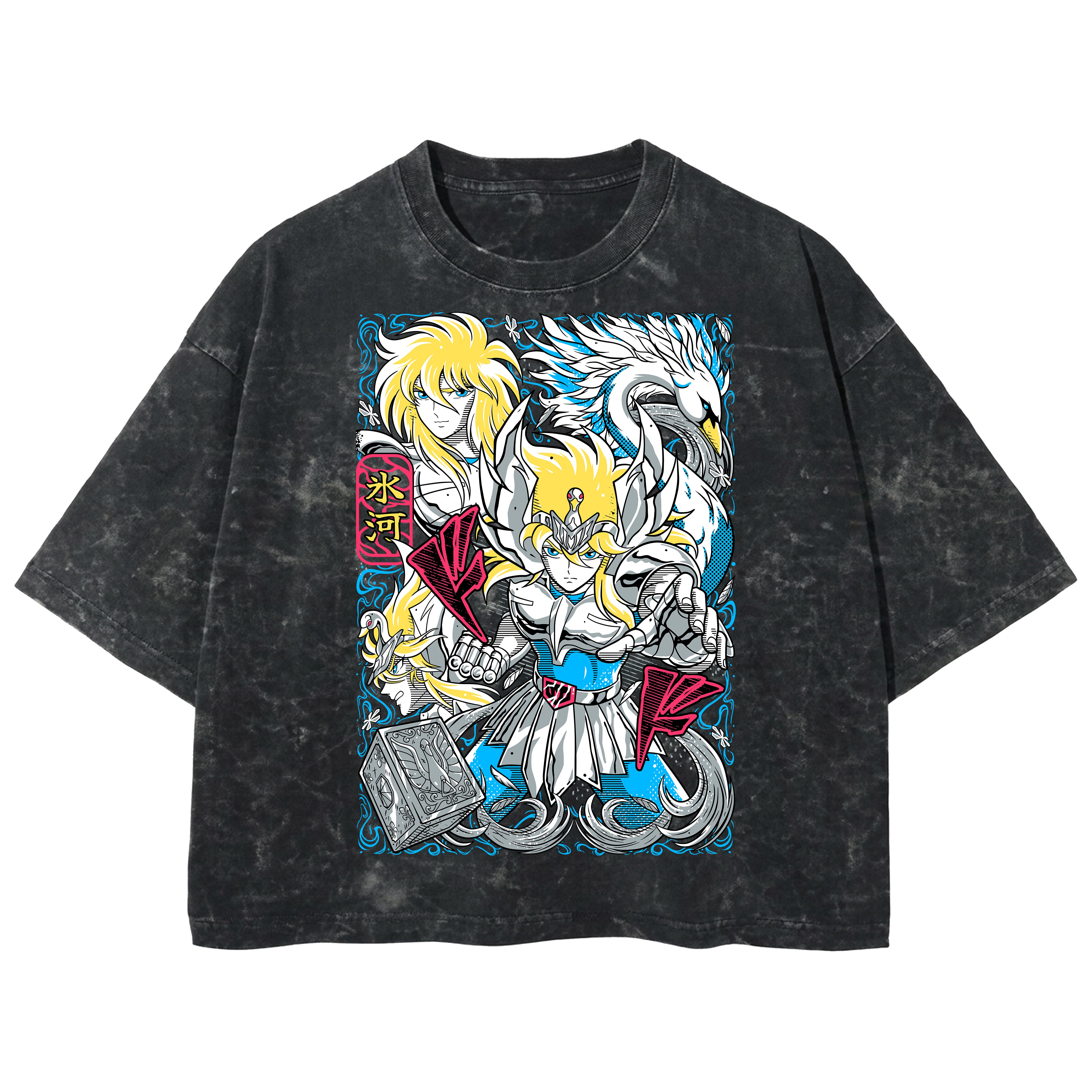 Playera streetwear premium de anime y gaming ExtraLife MX, corte boxy deluxe mineral wash heavyweight en color Acid Wash, moda urbana mexicana de culto.