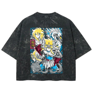 Playera streetwear premium de anime y gaming ExtraLife MX, corte boxy deluxe mineral wash heavyweight en color Acid Wash, moda urbana mexicana de culto.